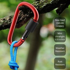 8 Pack 3In Locking Carabiners D Ring Clips Spring Snap Hook for Camping Fishing