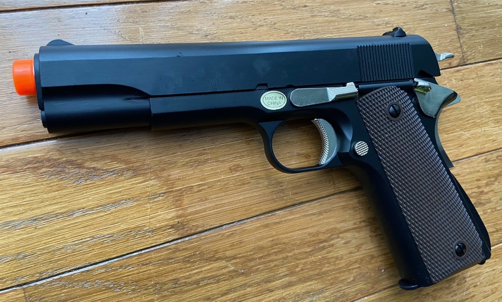 GE Metal Gas Blow Back Airsoft Gun 1911 up to 320 FPS/0.2G BB Black & Silver