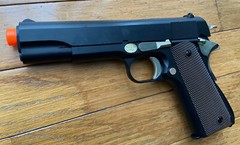 GE Metal Gas Blow Back Airsoft Gun 1911 up to 320 FPS/0.2G BB Black & Silver