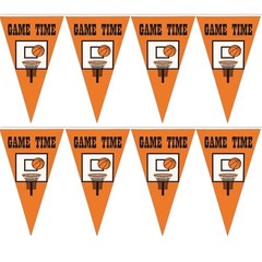 Basketball Game Time Pennant Banner, 100 Feet long, Basketball Backboard and
