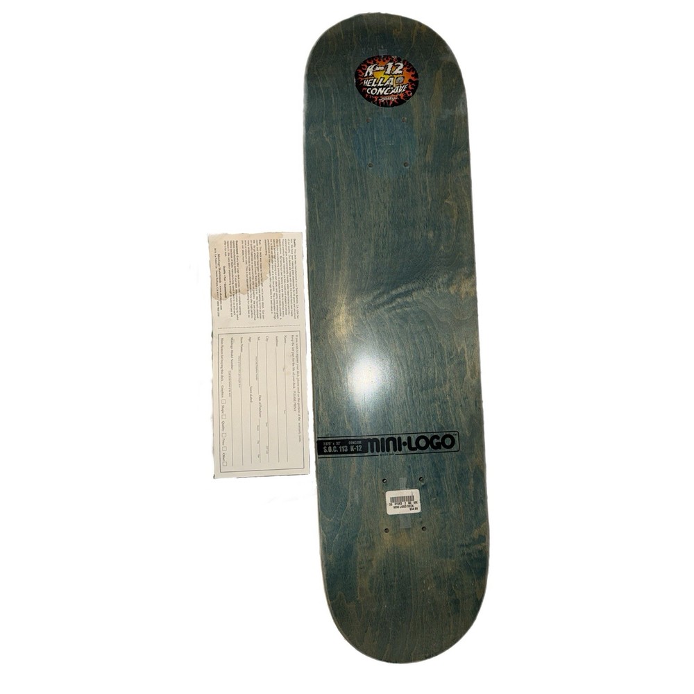 Vintage 2002 POWELL PERALTA MINI-LOGO Teal Skateboard 7.875” w/ Warranty Card
