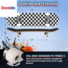 Pro Complete Skateboards for Beginners Girls Boys Kids Youths Teens Adults 31″X8