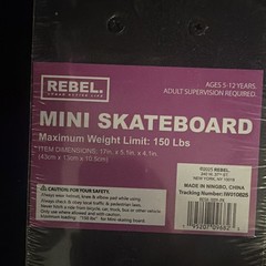 REBEL Mini Skateboard 17in Wood Kids Complete Pink Wheels Heart Graphic