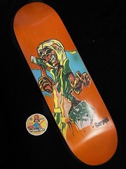 RARE FLOCKED Danny Sargent Iron Maiden New Deal Skateboard Deck Shaped SCREENED