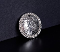 1-1/2″ SET 6 WESTERN SADDLE BLING SILVER ENGRAVED FLORAL BIG DIY LEATHER CONCHOS