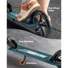 Foldable Kick Scooter Adjustable Scooter 220LBS for Age 8+ Kids, Teens, Adults