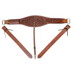 60KK Comfytack Horse Saddle Flank Cinch Girth Handtooled Leather W/ Billets