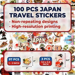 100 Japan Travel Stickers Vinyl Waterproof Car Laptop Scrapbook Tokyo Fuji Decor