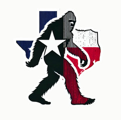 2″ Texas Bigfoot Sticker, Decal, State, USA, Star, Travel, America, Icon, Flag