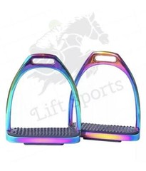 5″ Rainbow Multi Color Horse Riding Safety Stirrups Irons Gloss Fillis English