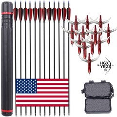 30″ Archery Carbon Arrows Turkey Feather Compound Recurve Bow Arrowhead Quiver