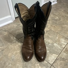 Tony Lama Brown & Black Leather Bullhide Cowboy Boots 10.5EE