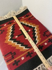 Set Of 2: Hand Woven Wool Saddle Blanket Rugs Navajo Southwest ~16×20” Decor