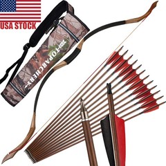 53» Traditional Hunting Bow Longbow Archery One Piece Mongolian Horsebow Arrows