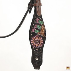Western Headstall and Breast Collar Set HILASON Tooled Leather Horse Bridle Tack