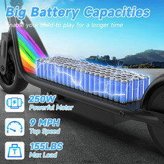 250W Electric Scooter for Kids Ages 8+ 13MPH 20 Mile Range Foldable 6.5″ Tire Bl