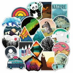 50Pcs Camping Landscape Stickers Pack Vinyl Laptop Skateboard Luggage Decals Lot