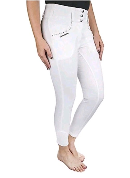 New EQUINE COUTURE White Nicole Full Silicone Printed Seat Breeches Womens 26