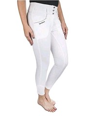 New EQUINE COUTURE White Nicole Full Silicone Printed Seat Breeches Womens 26
