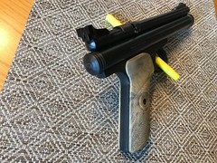 Vintage Crosman Model 150 Pellgun, .22 Cal Co2 Air Pistol, Box, Original Receipt