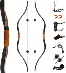 Deerseeker 59″ Handmade Recurve Longbow Set for Adults & Youth – 20-60Lbs