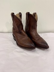 Womens Frye Billy Short Cognac Distressed Rugged Leather Cowboy Boots Sz 7 1/2 B