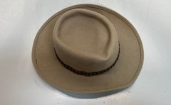 Vintage 80s Eddy Bros Men’s Beige B-Bar-B Ranch Wool Cowboy Hat Sz 7 3/8