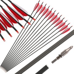 35″ Archery Pure Carbon Arrows SP500 600 5″ Turkey Feather Recurve Bow Hunting