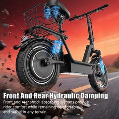 Electric Scooter with Seat Peak 1500W Motor Up to 25MPH 45 Miles 14″ for Adults