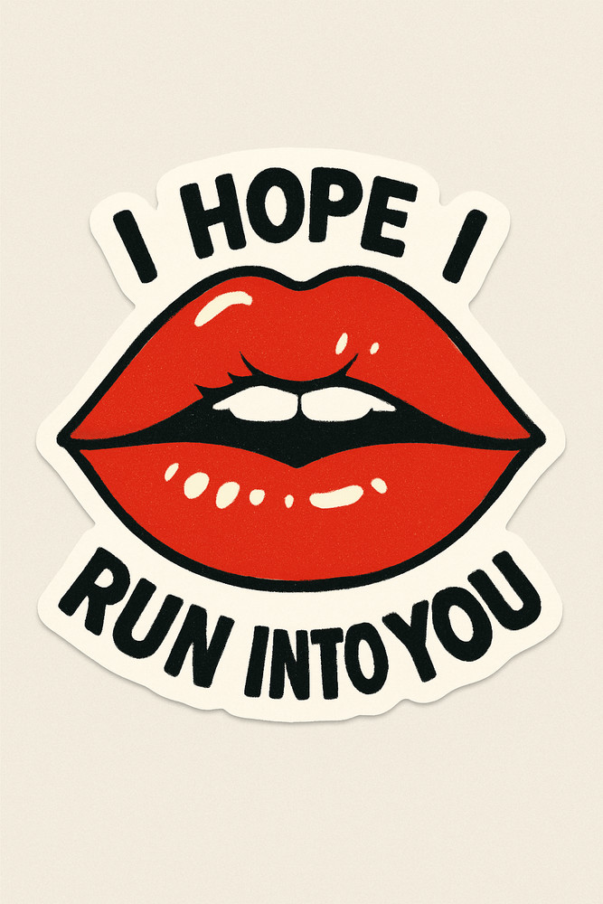 I Hope I Run Into You Lipstick Vinyl Sticker • 3″ Waterproof Decal • Funny Sassy