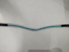 New 3 Row Clear Crystal Leather BrowBand For Bridle All Size With Free Shipping.