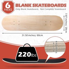 Blank Skateboard Decks for Art Painting 32 x 8 in, Wood Maple Skateboard Replace