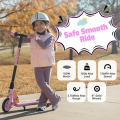 Lightweight GKS Mini Scooter for Kids 6-12 with Anti-puncture Tires & 150W Motor