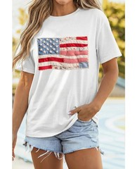 Selink Womens Summer Short Sleeve Tops Sequin Presidents Day Printed T Shirts