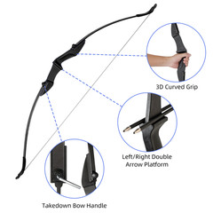 53″ Recurve Bow&6 Arrows Archery 40lbs Bow Kit for Adults/Youth/Teens Beginner