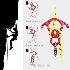 Climbing Figure 8 Descender 6.7 Inch Red Device for Safe Belaying and Rappelling
