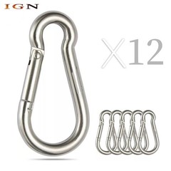 304 Stainless Steel Spring Snap Hook Carabiner Clips, Set Of 12 264 Lbs