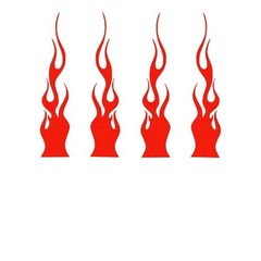 4PCS Car Flame Reflective Sticker, Racing Sports Flame Style Waterproof Red