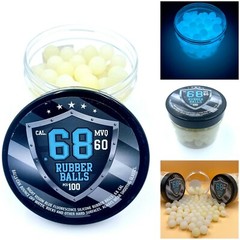 100 x Blue Night Vision Silicon Rubber Balls Paintballs 68 cal. Glow In The Dark