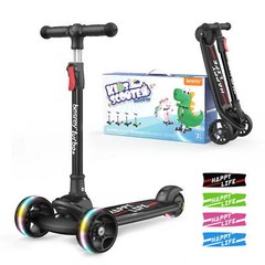 Besrey Kick Scooter 3 Wheel Scooter for 2-10 Years Girls and Boys,Black