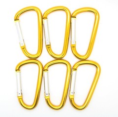 Pack of 6 pcs 3″ Aluminum Carabiner Spring Belt Clip Key Chain D Shape Gold NEW