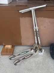 Pair of Vintage Razor Aluminum Kick Scooters Folding Silver Kick Scooters