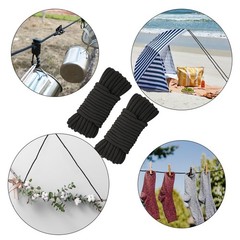 2 PCS Soft Black Cotton Rope 66Ft x 8mm Thick String Hanging Clothes Binding