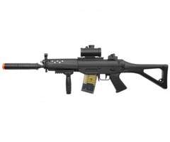 Double Eagle S552 AEG Electric Airsoft Gun w Flashlight Grip Red Dot Sight M82P