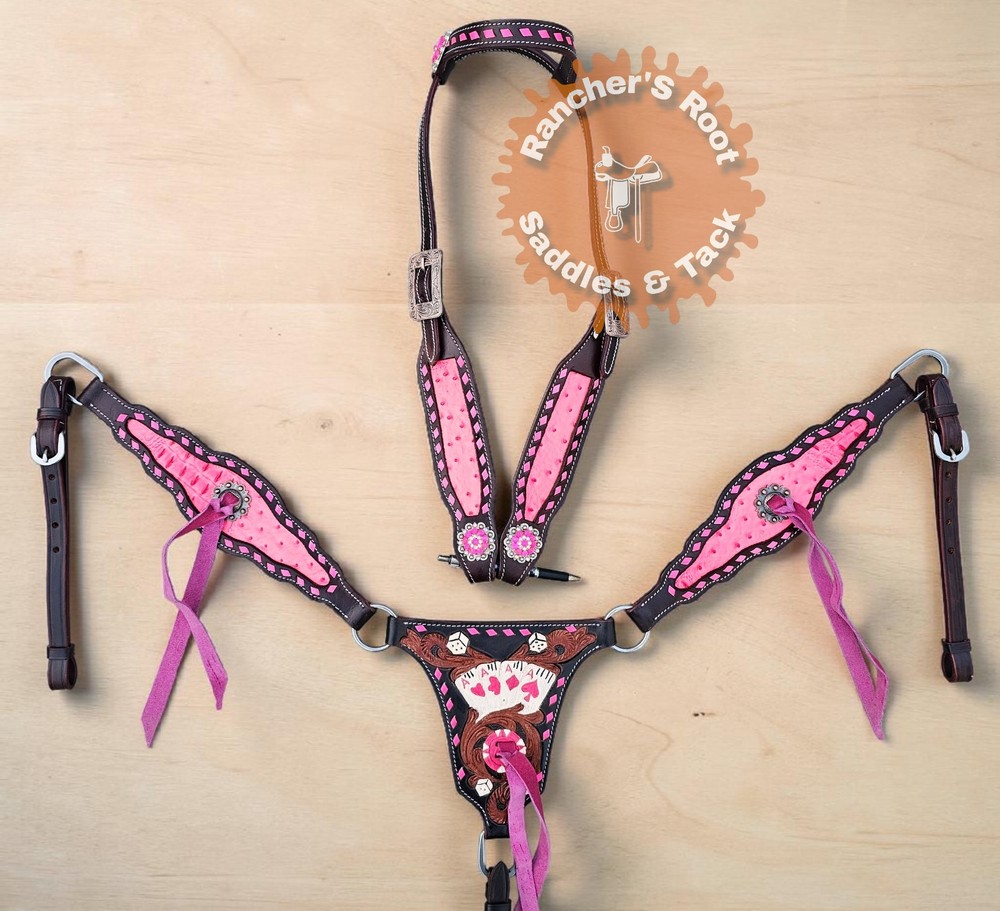 Western Tack Set Horse | Pink Gator Gambler Tooling Tack Set