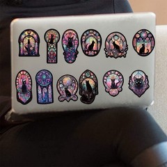 20PCS Mixed Gothic Medieval Astrology Tarot Black Cats Waterproof Vinyl Stickers