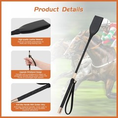 Horse Whip, Black , 18 Inches Long, PU Leather Equestrian Teaching Whip