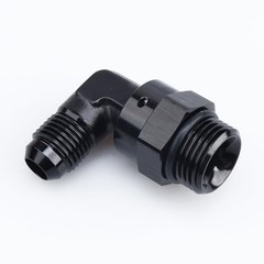 -6 AN Male to -8 AN ORB 90 Degree Swivel Fitting Adapter AN6 to AN8 Black
