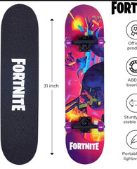 Fortnite Maple Deck Complete Skateboard ABEC-5 Bearings Non-Slip Grip 31 in