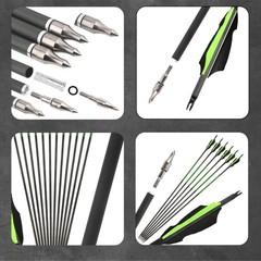 12X 30″ Pure Carbon Arrows Spine300 500 Natural Feathers ID6.2mm Hunting Target